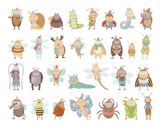 cute insect characters vector