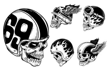 Dark Skull Rider Art Set Vector Image