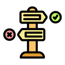 decision making process with right and wrong road vector image