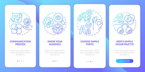 Good design importance blue gradient onboarding Vector Image
