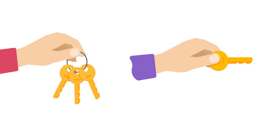 Key holding hand or giving icon image person man vector