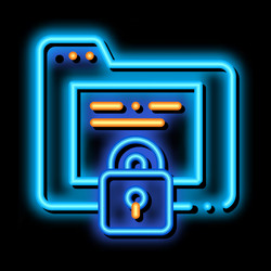 padlock site coding system neon glow icon vector