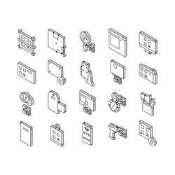 Qr code identification collection isometric icons vector