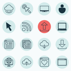 set of 16 web icons includes save data wifi vector image