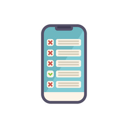 smartphone showing checklist with checked boxes vector image