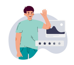 a man with elements of and feedback ui ux vector image
