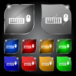 computer keyboard and mouse icon set colourful vector image