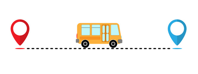 route bus path from one point to another vector image