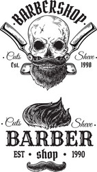 Vintage Barbershop Emblems & Labels Vector Image