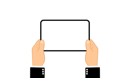 hands holding tablet computer with blank screen vector image