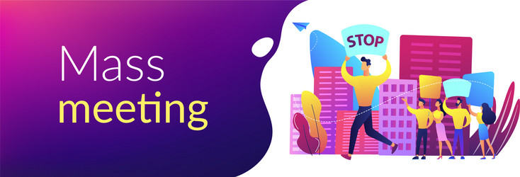 Mass meeting concept banner header vector