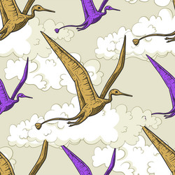 Pterodactyl dino pterosaur cute kids seamless vector