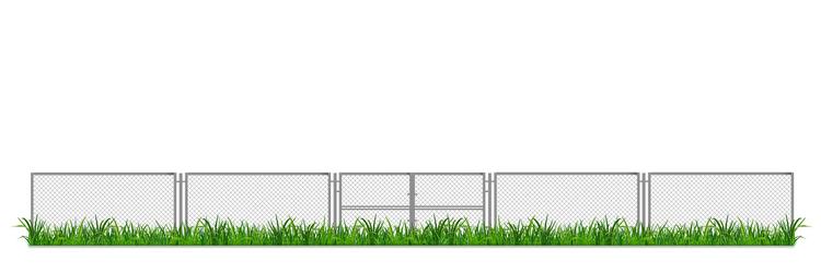 Wire fence with gates on green grass chain link vector