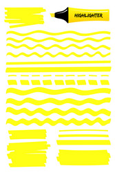 yellow lines and scribbles with highlighter pen vector