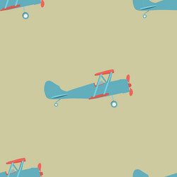 seamless pattern with cartoon styled airplane vector