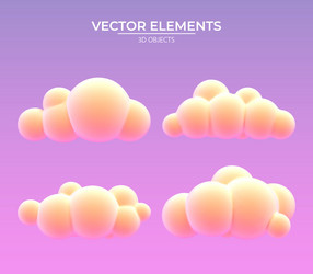 set of vanilla pink 3d clouds isolated on a violet vector