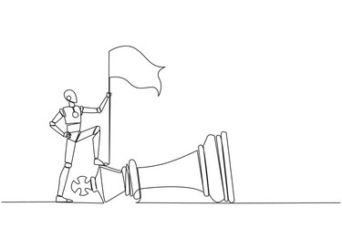 single continuous line drawing smart robot vector image