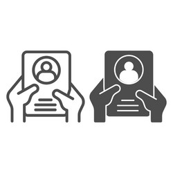 worker questionnaire in hands line and solid icon vector image