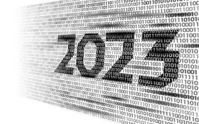 2023 new year 3d on binary code program coding vector image
