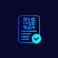 document with qr code icon on dark vector image