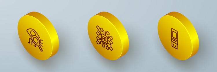 set isometric line eye scan neural network vector image