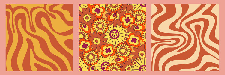 groovy y2k retro pattern with flower and swirl 70s vector image
