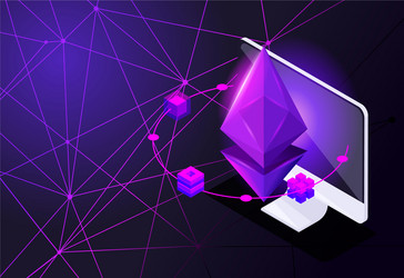 isometry icon blockchain ethereum crypto currency vector image