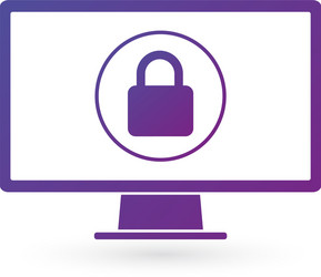 Security computer lock in circle icon password vector