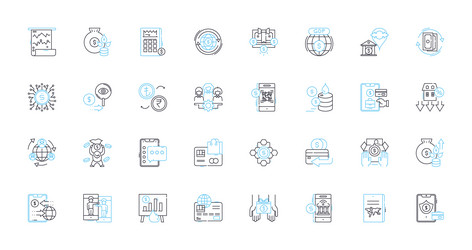 Advertising agencies linear icons set marketing vector