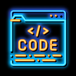 code file computer system neon glow icon vector image