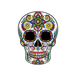 Floral Sugar Skull - Día de Muertos Vector Image