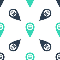 green map pointer with bus icon isolated seamless vector image