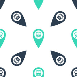 Green map pointer with bus icon isolated seamless vector