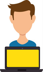 laptop computer with user vector image