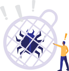 man using bug animal with sphere planet vector image