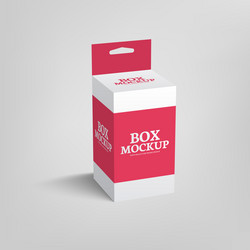 Realistic product package box mock-up with hang vector