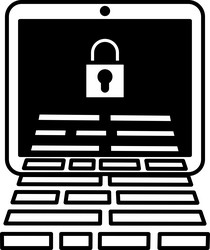 computer screen with a keyboard and lock vector image