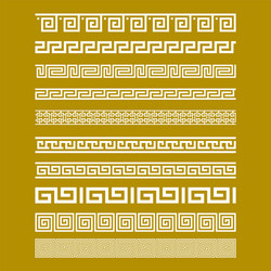 Gold meander patterns vector