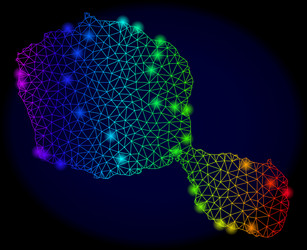 Polygonal network color mesh map of tahiti island vector