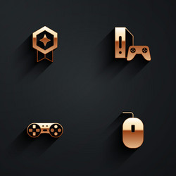 set game rating with medal console joystick vector image
