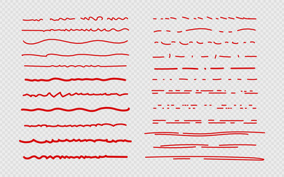 Red brush stroke underline marker pen highlight Vector Image