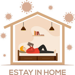 Stay in home poster vector