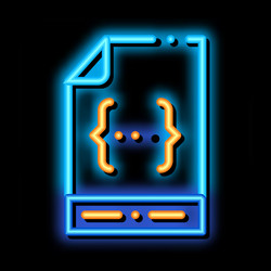 coding file document system neon glow icon vector image