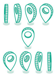 isometric map pointers set in various angles vector image
