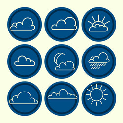 Meteorogical icon set clouds sun moon outlines vector