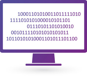 binary code on computer monitor icon high vector