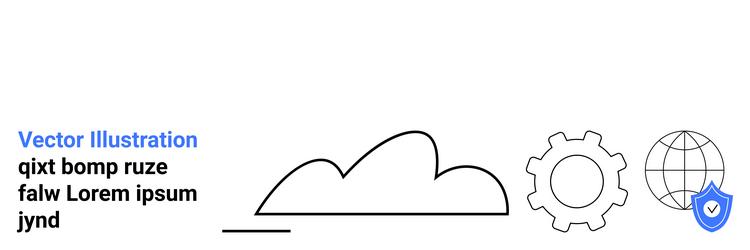 cloud computing with gear globe and shield vector image