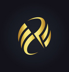 Golden Circular P Logo Vector Image