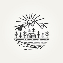 Mountain Line Art - Adventure Logo Vector Image