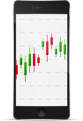 Phone with forex chart on desktop vector